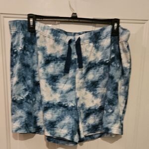 Lands' End Blue Pajama Shorts with Tie-Dye Pattern